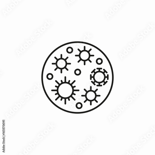 microbes in petri dish icon sign vector