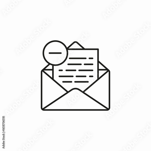 open envelope with minus sign icon sign vector