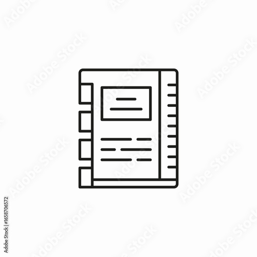 open spiral notebook with text icon sign vector