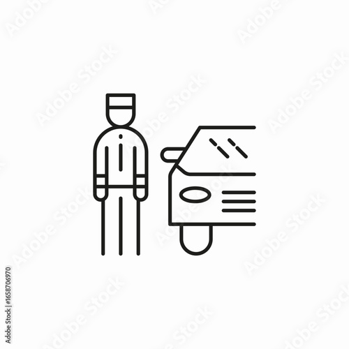 person next to car icon sign vector