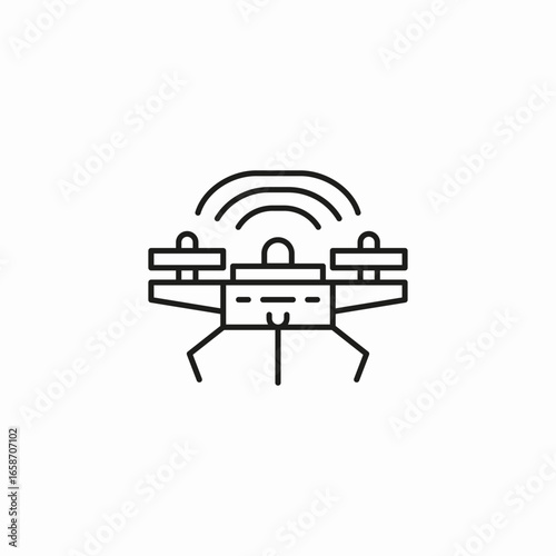 quadcopter with antenna and signal waves icon sign vector