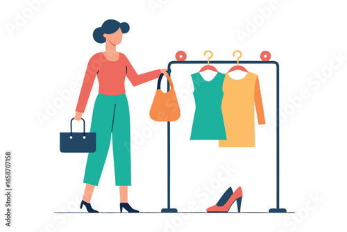 Woman shopping for clothes and accessories at a boutique