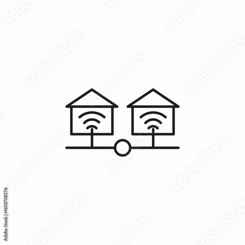 two connected smart homes icon sign vector