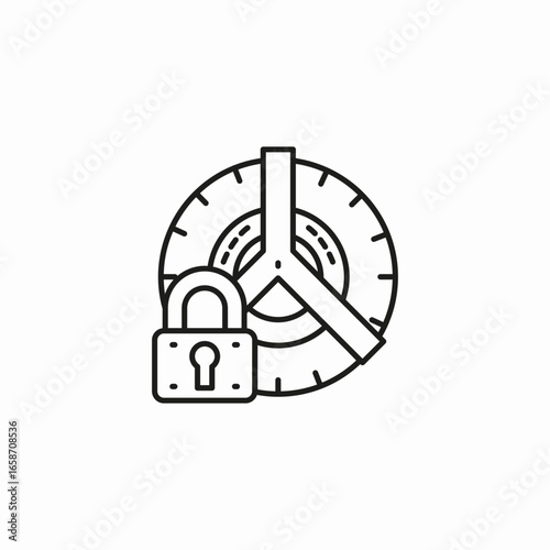 wheel with lock icon sign vector