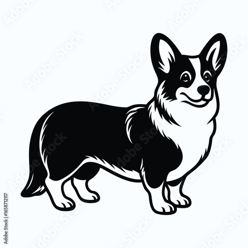 Pembroke welsh corgi standing silhouette vector design