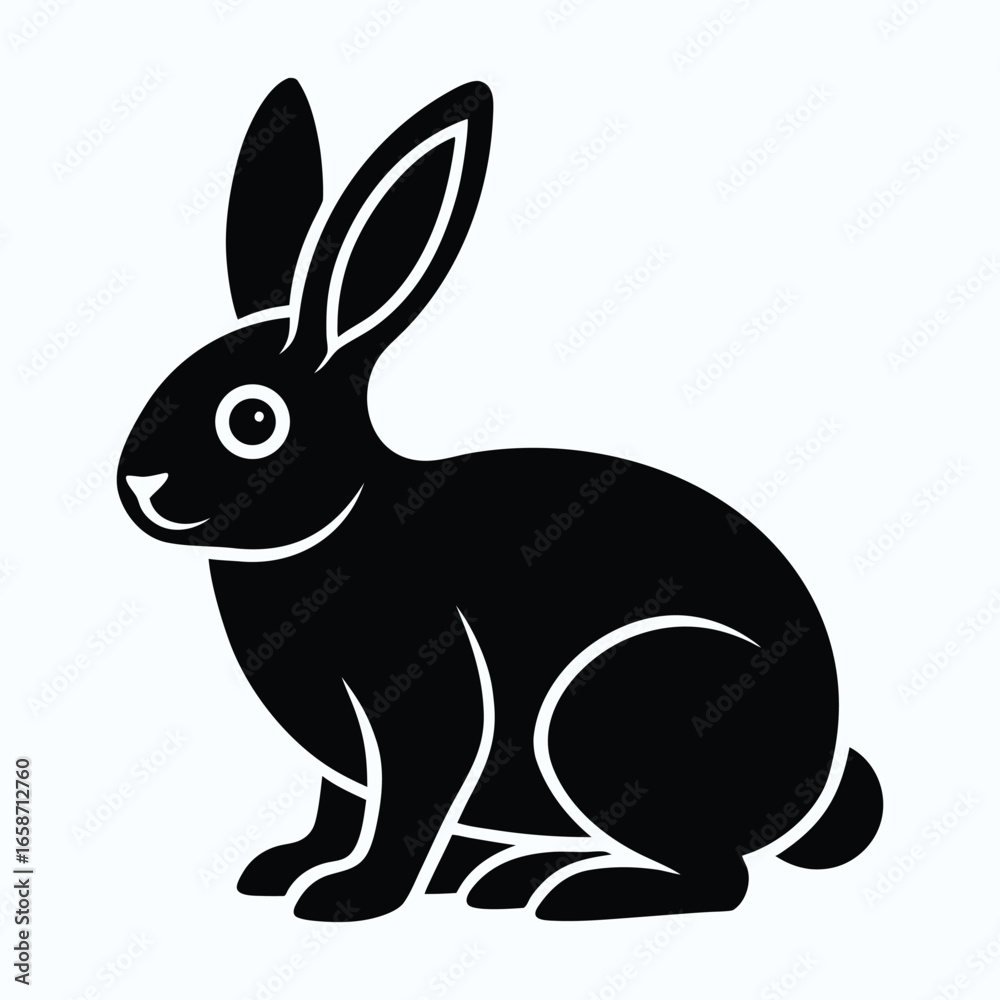 Obraz premium Simple rabbit silhouette line art icon for graphic design and branding