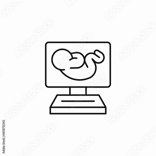 fetal ultrasound on monitor icon sign vector