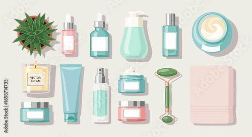 Skincare Product Assortment For Facial Treatment And Cosmetic Beauty