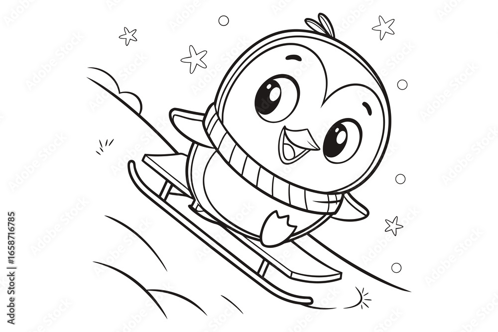 Obraz premium Cute cartoon cat artist painting on canvas illustration, black and white coloring page