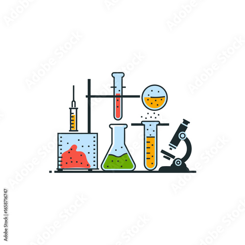 A Cartoonish Rendition of Scientific Equipment for Chemistry and Biology Experimentation Work
