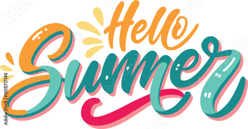 Hello summer script font typography text 