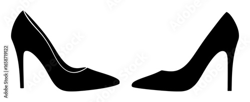 Vector art of two black high heel shoe silhouettes