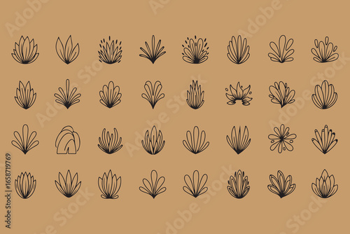 Collection of ukrainian tryzub symbols in various artistic styles