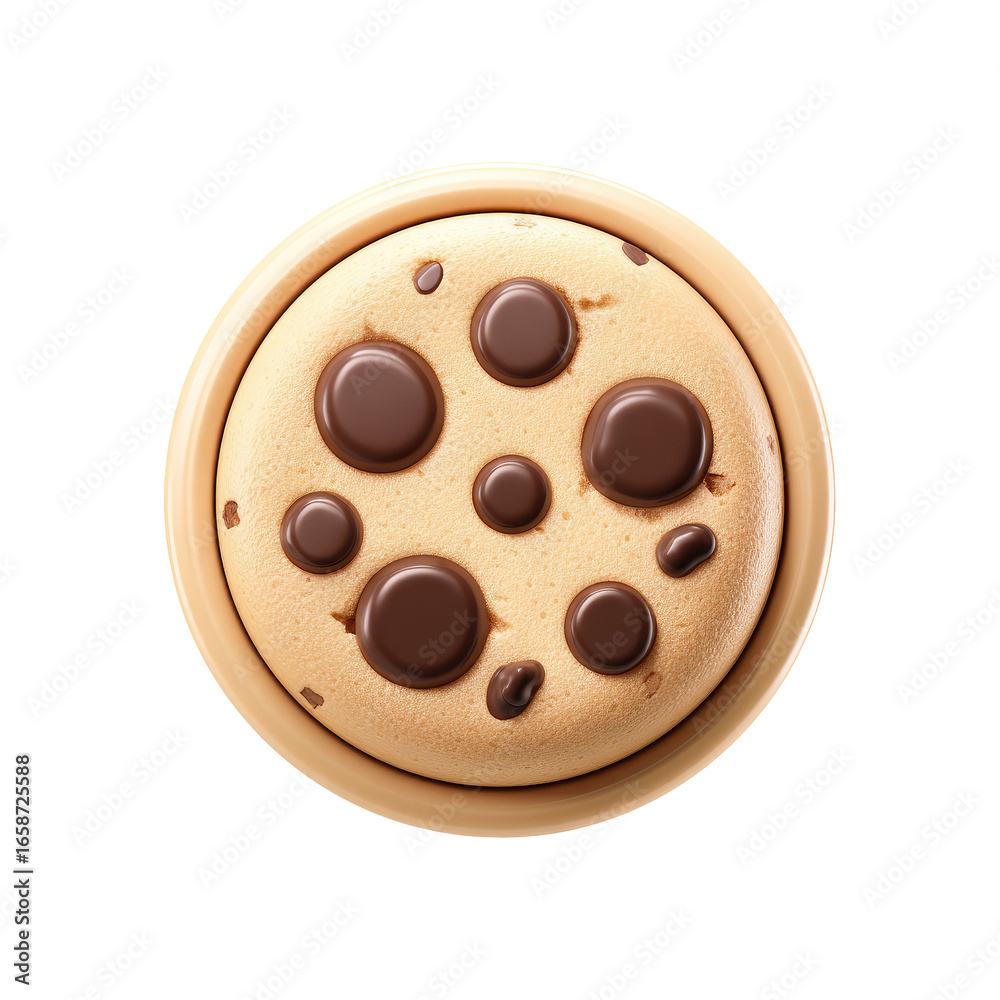Fototapeta premium Round cookie, light beige, dark brown chocolate chips