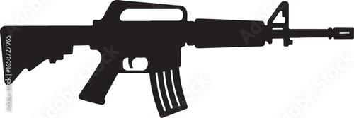 Assault Rifle Silhouette Vector Set – Military Gun Icons Collection