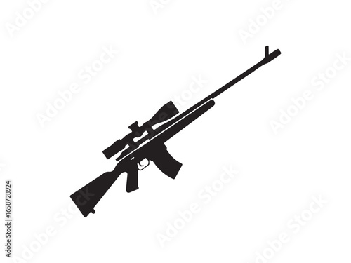 Sniper Rifle Silhouette Vector Illustration