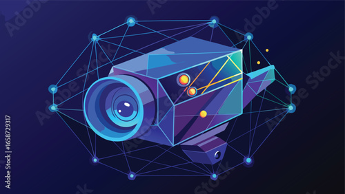 Vector illustration of a city surveillance camera, highlighting its design and functionality in an urban environment..eps