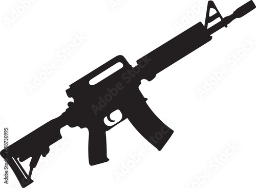Assault Rifle Silhouette Vector Set – Military Gun Icons Collection