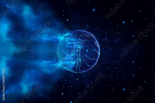 Wallpaper Mural Vast Cosmic Nebula Embraces Glowing Digital Planet in Deep Space Exploration Torontodigital.ca