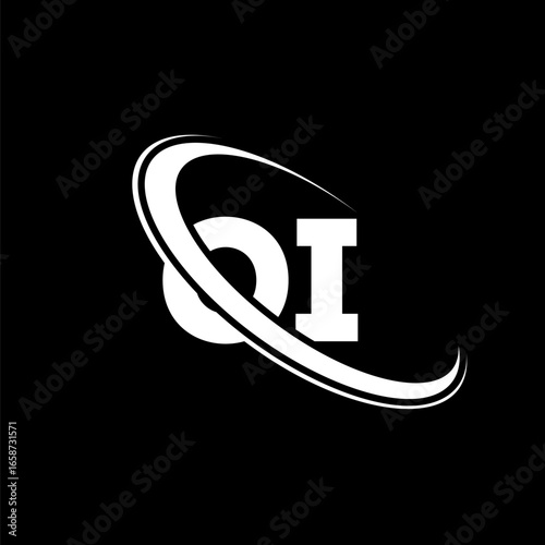 OI logo. O I design. White OI letter. OI/O I letter logo design. Initial letter OI linked circle uppercase monogram logo.