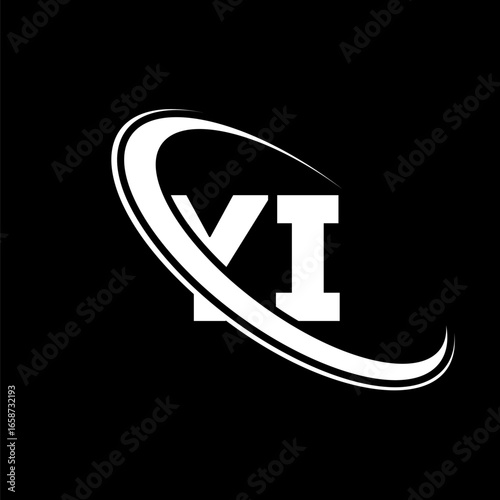YI logo. Y I design. White YI letter. YI/Y I letter logo design. Initial letter YI linked circle uppercase monogram logo.