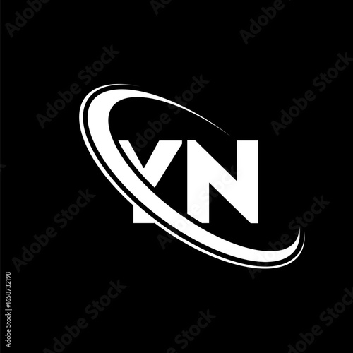 YN logo. Y N design. White YN letter. YN/Y N letter logo design. Initial letter YN linked circle uppercase monogram logo.