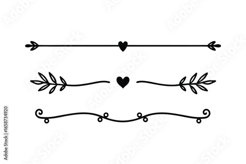 Collection of Rustic Hand Drawn Dividers Artistic Vector Silhouette