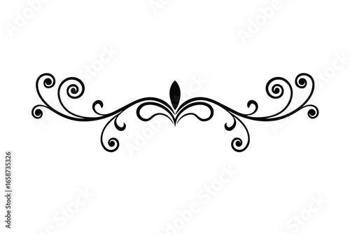 Elegant Silver Flourish Divider with Symmetrical Design Silhouette