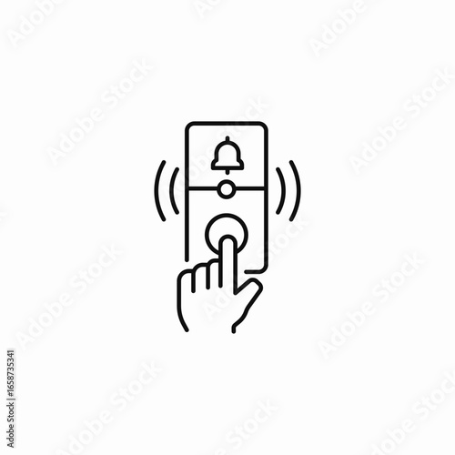 hand pressing doorbell icon sign vector