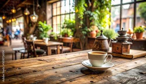 Rustic coffee shop interior