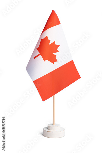 Small table flag of Canada isolated on white background