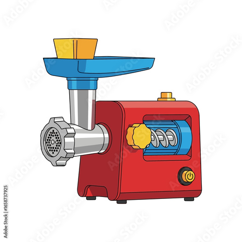 Colorful kitchen appliance for grinding food.