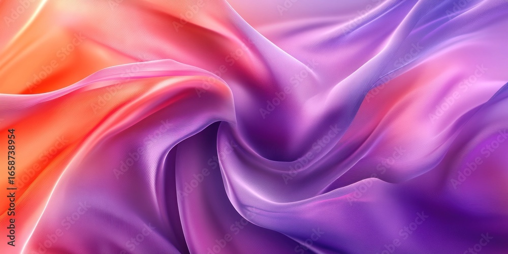 Fototapeta premium Abstract Silk Waves: A Symphony of Orange and Purple Hues