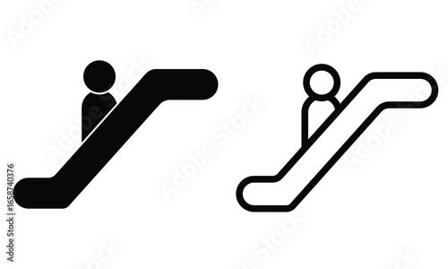 Escalator elevator icon vector.  Up and down escalator symbol and sign collection for website designs. Escalator black liner icon collection Vector illustration.