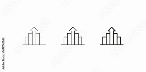 bar chart upward growth icon sign vector