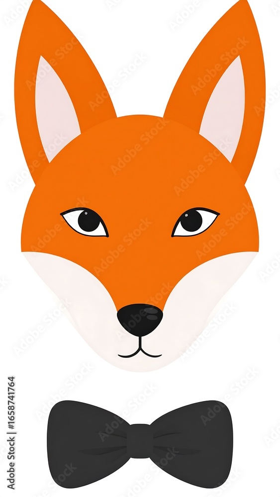 Fototapeta premium Cute fox head with bow tie