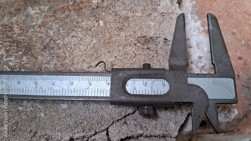 Foto Close-up of a Vernier Caliper Measuring Object