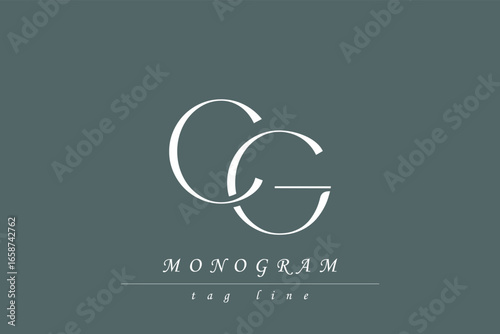 CG Initials Stylized Monogram Design Featuring Intertwined. Artistic representation of monogram initials creatively arranged and displayed.