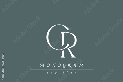 CR Initials Stylized Monogram Design Featuring Intertwined. Artistic representation of monogram initials creatively arranged and displayed.