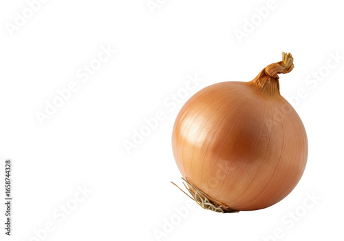 Wallpaper Mural A single, perfectly round, unpeeled brown onion with dry roots and an intact stem, displaying natural textures against a transparent background with copy space, clean food ingredient concept Torontodigital.ca