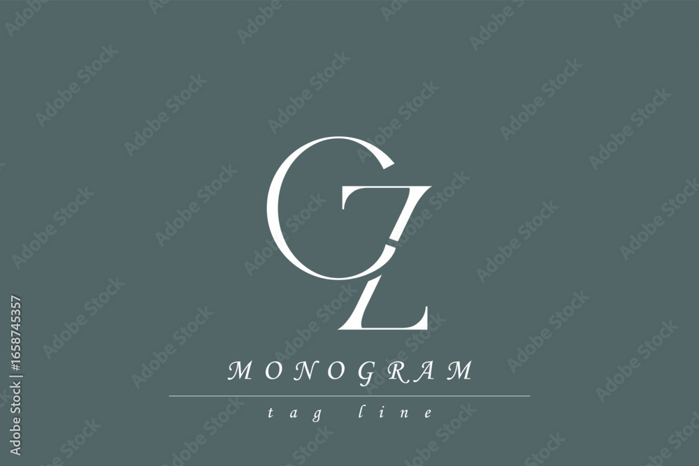 Fototapeta premium CZ Initials Stylized Monogram Design Featuring Intertwined. Artistic representation of monogram initials creatively arranged and displayed.