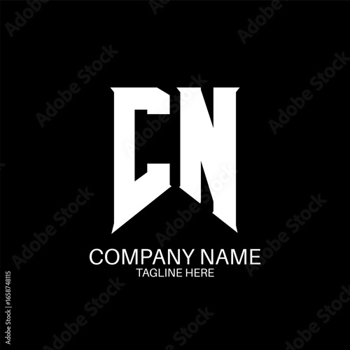 CN Letter Logo Design. Initial letters CN gaming's logo icon for technology companies. Tech letter CN minimal logo design template. CN letter design vector with white and black colors. CN