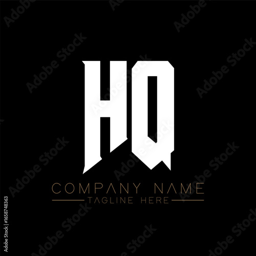 HQ Letter Logo Design. Initial letters HQ gaming's logo icon for technology companies. Tech letter HQ minimal logo design template. HQ letter design vector with white and black colors. HQ