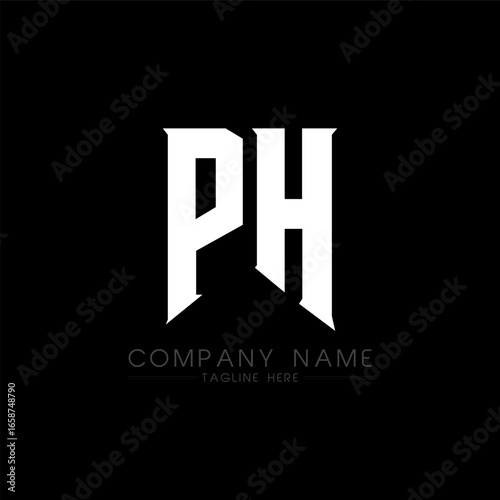 PH Letter Logo Design. Initial letters PH gaming's logo icon for technology companies. Tech letter PH minimal logo design template. PH letter design vector with white and black colors. PH
