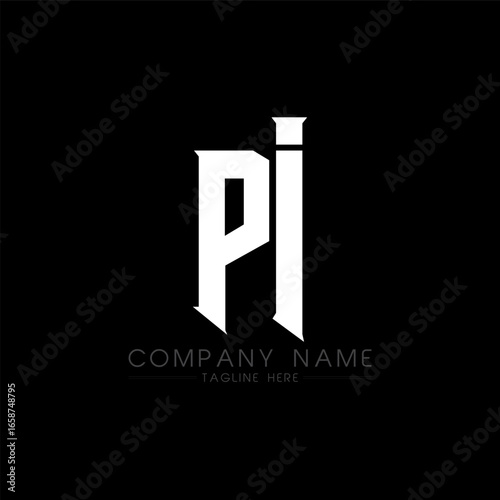 PI Letter Logo Design. Initial letters PI gaming's logo icon for technology companies. Tech letter PI minimal logo design template. PI letter design vector with white and black colors. PI