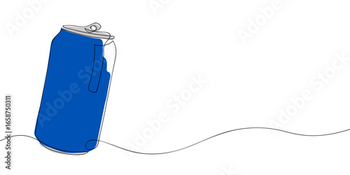 Single line drawing of a branded can. Colored continuous line icon. Vector illustration.