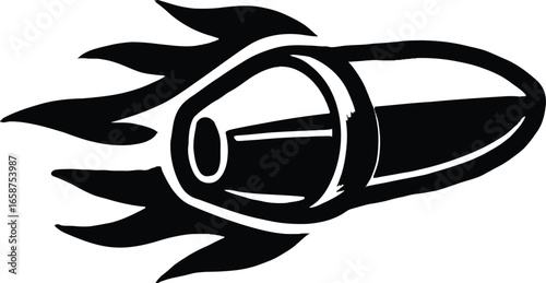 Flying Bullet Missile Icon Vector - Classic Symbol for Speed and Weaponry