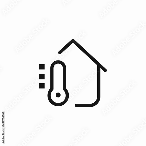 house with thermometer icon sign vector