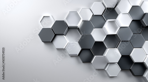 Elegant Gray and White Hexagon Pattern with Soft Lighting