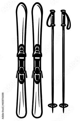 A Pair of Skis And Ski Poles